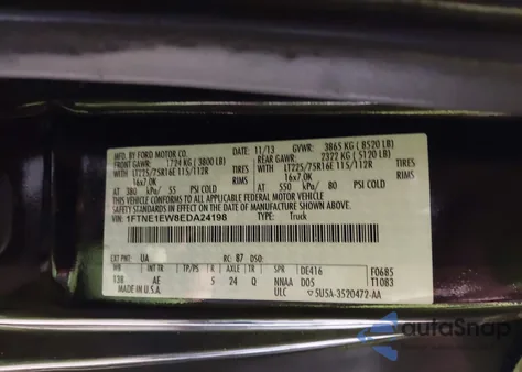 2014 Ford E-150 Commercial from USA, damaged, VIN 1FTNE1EW8EDA24198